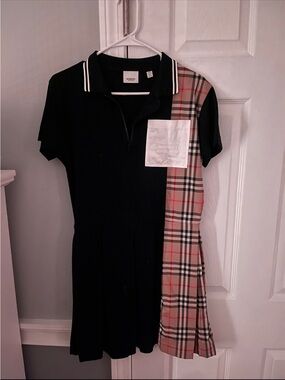 Black Polo Dress with Plaid Accent